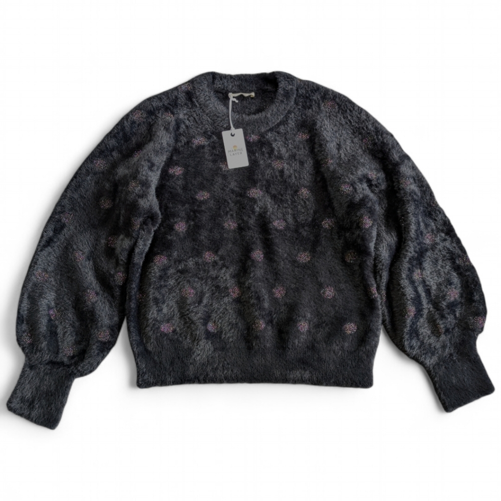 MARINE LAYER Arielle Black Metallic Funfetti Crew Neck Sweater Sz L NWT - Picture 6 of 11